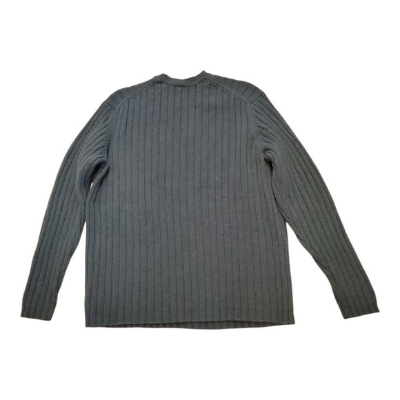 GAP SZ L Men's Ribbed Crewneck 100% Lambswool Ribbed Knit Green Crewneck Sweater - Picture 4 of 7